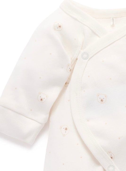 Purebaby - Premie Cossover LS Grow suit - Vanilla Bear
