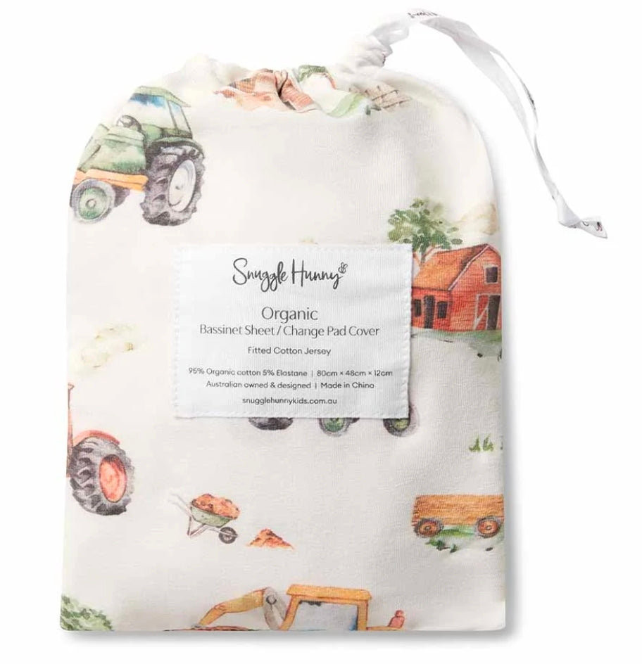 Snuggle Hunny Kids - Bassinet Sheet/Change Pad Cover - Diggers