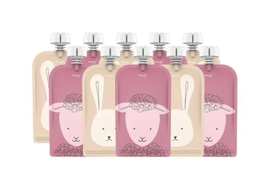 Cherub Baby - Re-usable Food Pouch 150ml/5oz 10pk Dusty Rose & Sand