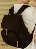 Load image into Gallery viewer, OiOi Nappy Backpack - Black Nylon/Gold
