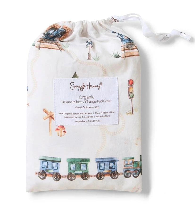 Snuggle Hunny - Bassinet Sheet/Change Table - Train