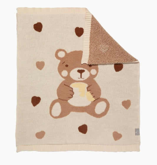 Living Textiles - Jacquard Pram Blanket - Cuddly Bear