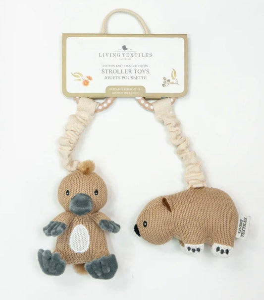 Living Textiles - 2Pk Stroller Toys - Wombat & Platypus