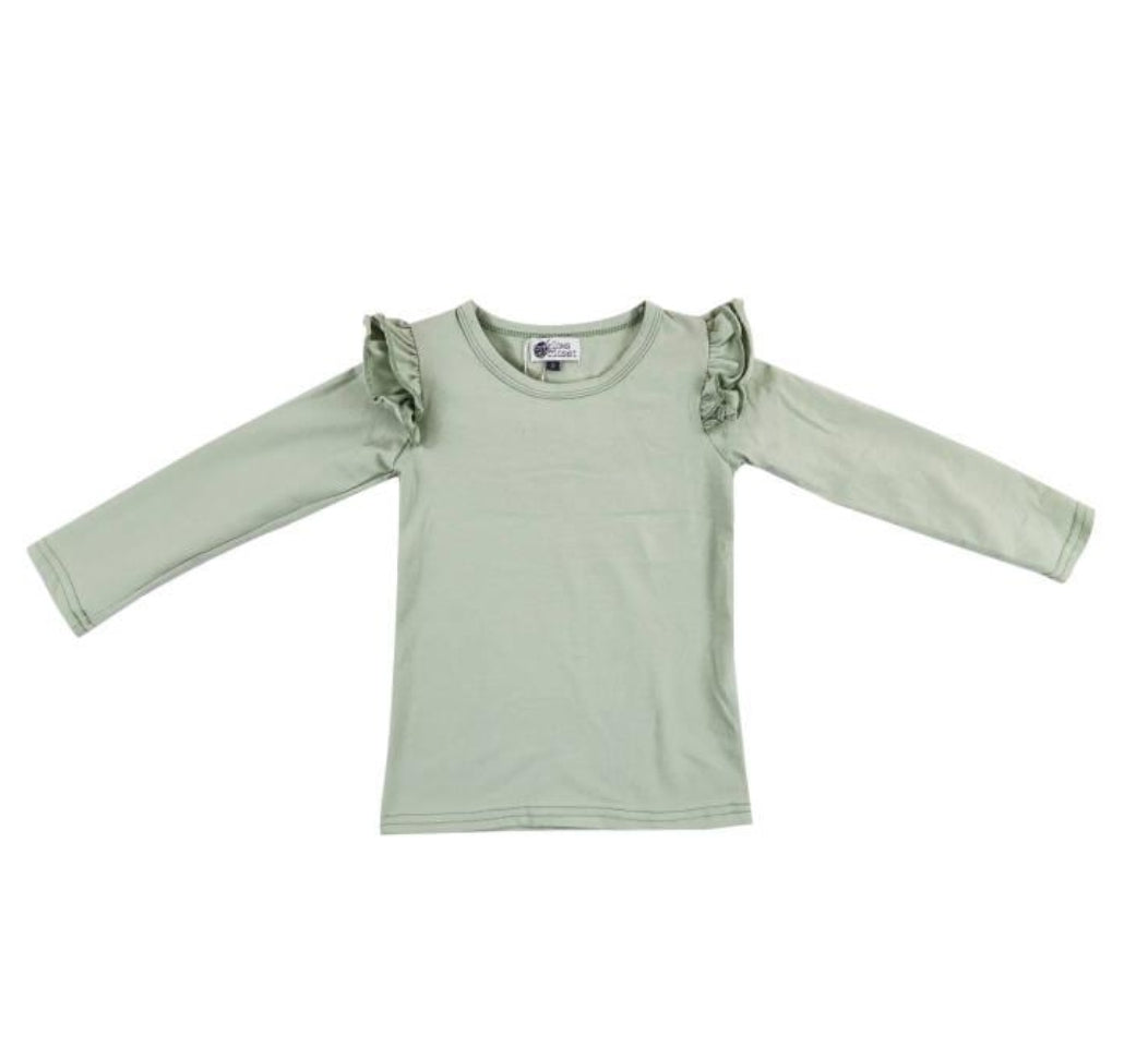 Long Sleeve Flutter - Sage