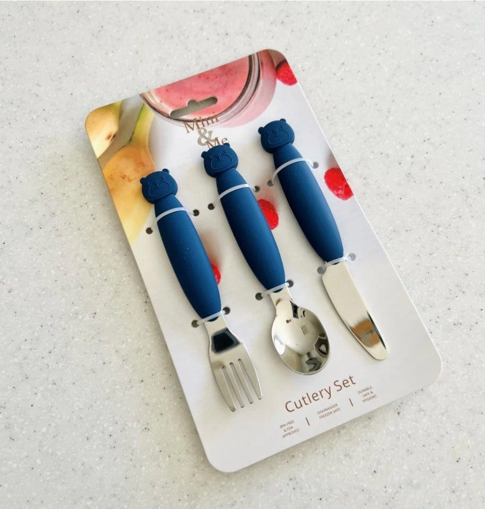 Mini & Me - Metal Cutlery Set - Blueberry