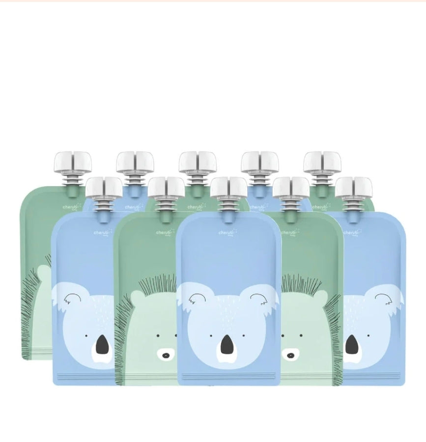 Cherub Baby Reusable Food Pouches Mini 120mls 10 pk