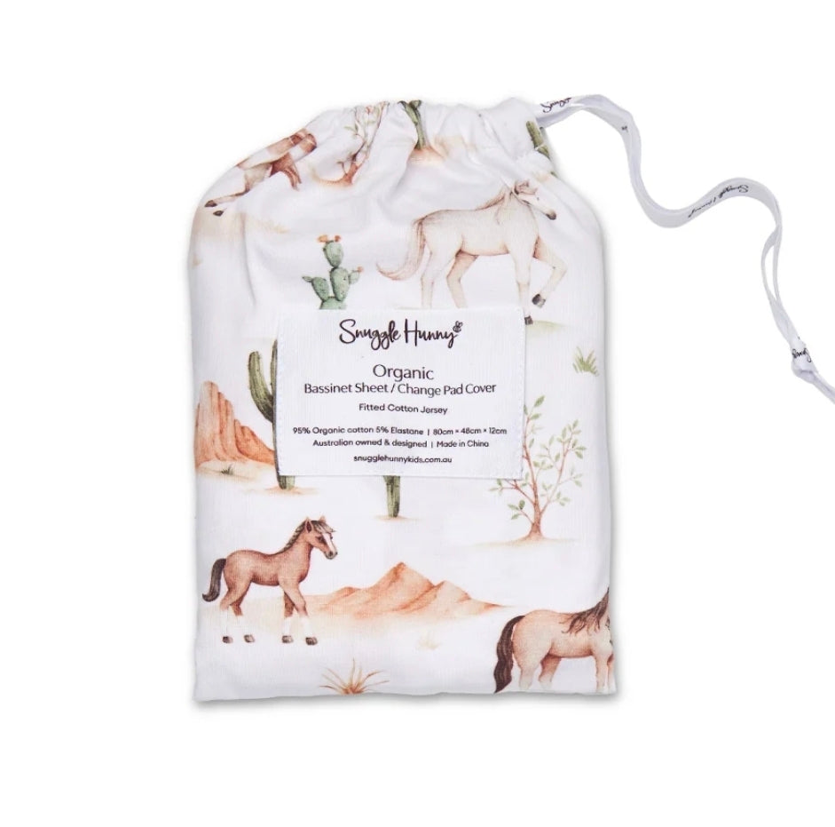 Snuggle Hunny- Bassinet Sheet/Change Pad cover- Wild Horses
