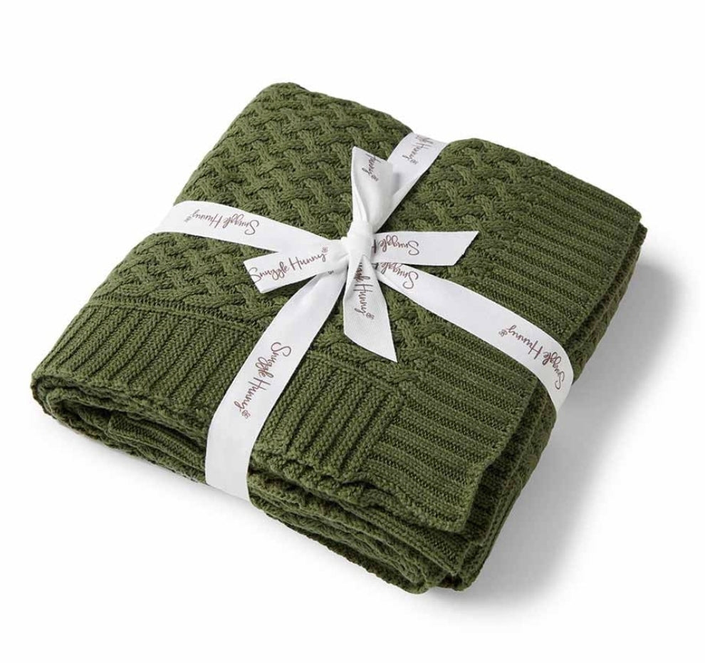 Snuggle Hunny Kids - Organic Diamond Knit Blanket - Olive