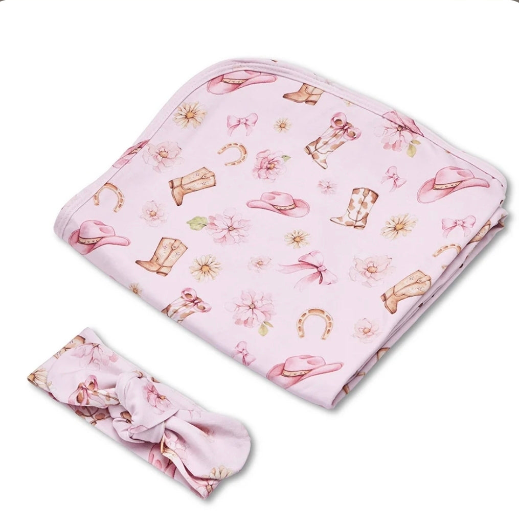 Snuggle Hunny Kids - Organic Jersey Wrap Set - Boots &Bows