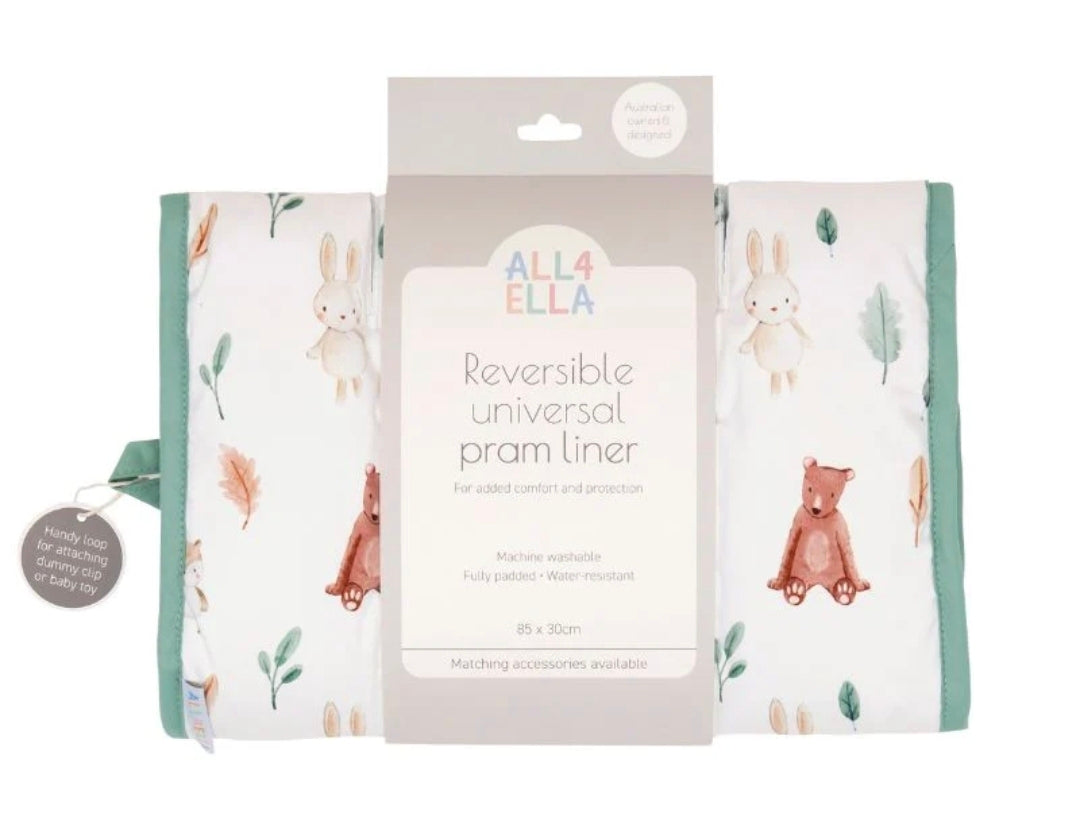 All4Ella - Reversible Universal Pram Liner - Forest Friends