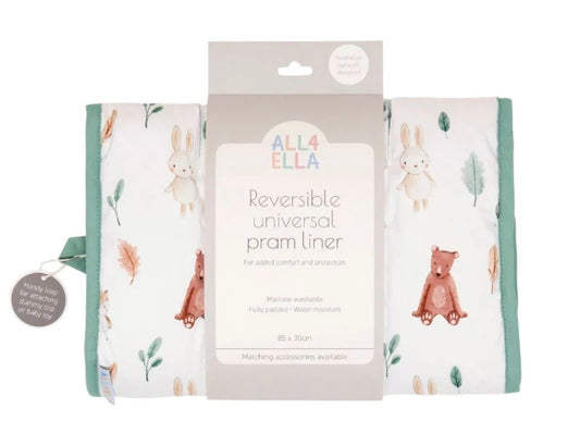 All4Ella - Reversible Universal Pram Liner - Forest Friends