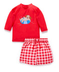Load image into Gallery viewer, Purebaby - Board Short And Rashie Set - Sunset Gingham
