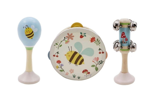 Wooden Spring Insect Bee Music Set of 3
