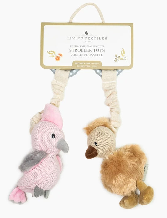 Living Textiles - 2Pk Stroller Toys- Galah & Emu