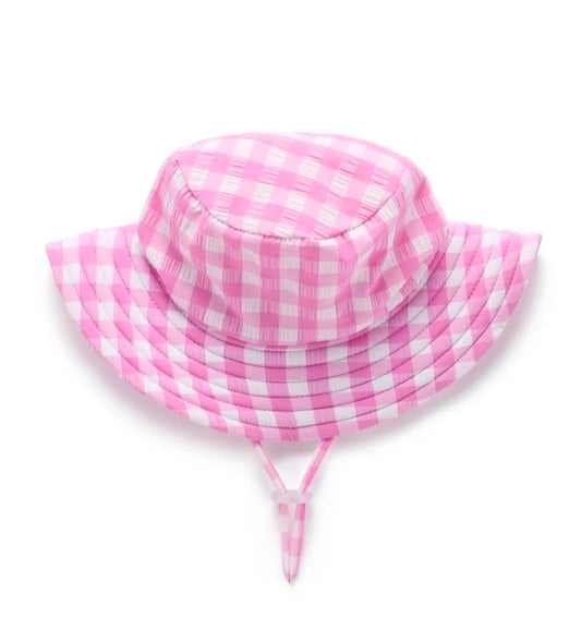 Purebaby - Broad Brim Swim Hat - Grape Gingham