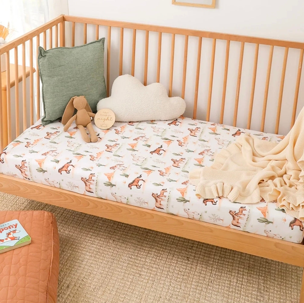 Snuggle Hunny Kids - Organic Fitted Cot Sheet - Wild Horses