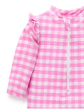 Load image into Gallery viewer, Purebaby - Frilly Long Sleeve Swimsuit - Grape Gingham
