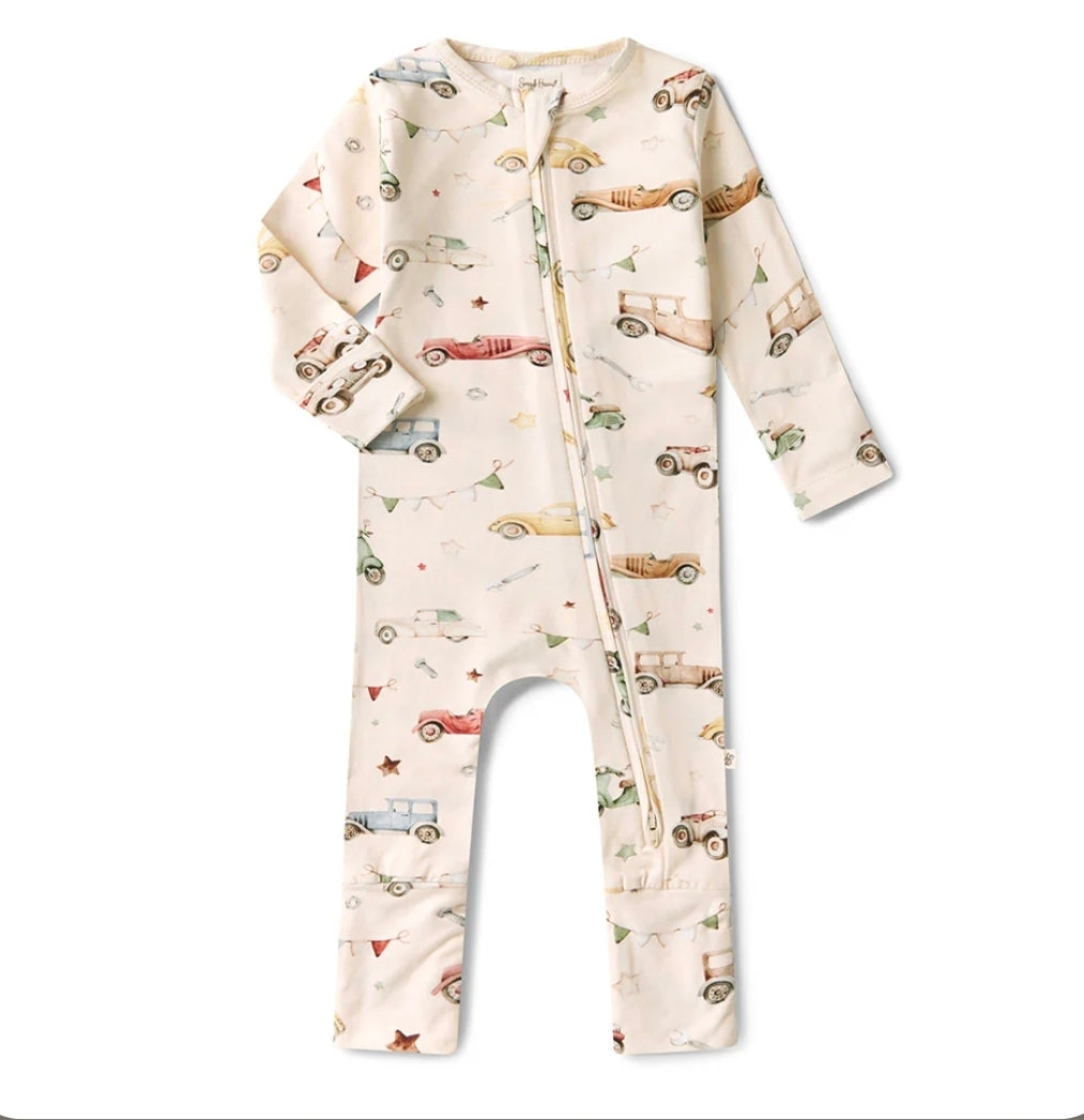 Snuggle Hunny Kids - Organic Convertible Snugglesuit - Vintage Cars