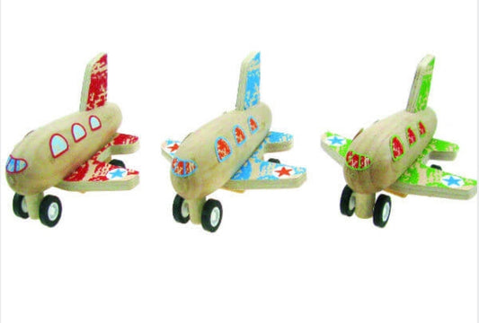 Wooden Pull Back Plane - Stars
