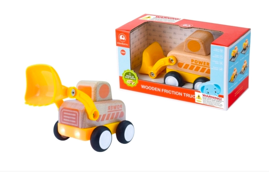 Wanborns - Wooden Friction Bulldozer Truck With Lights & Sound