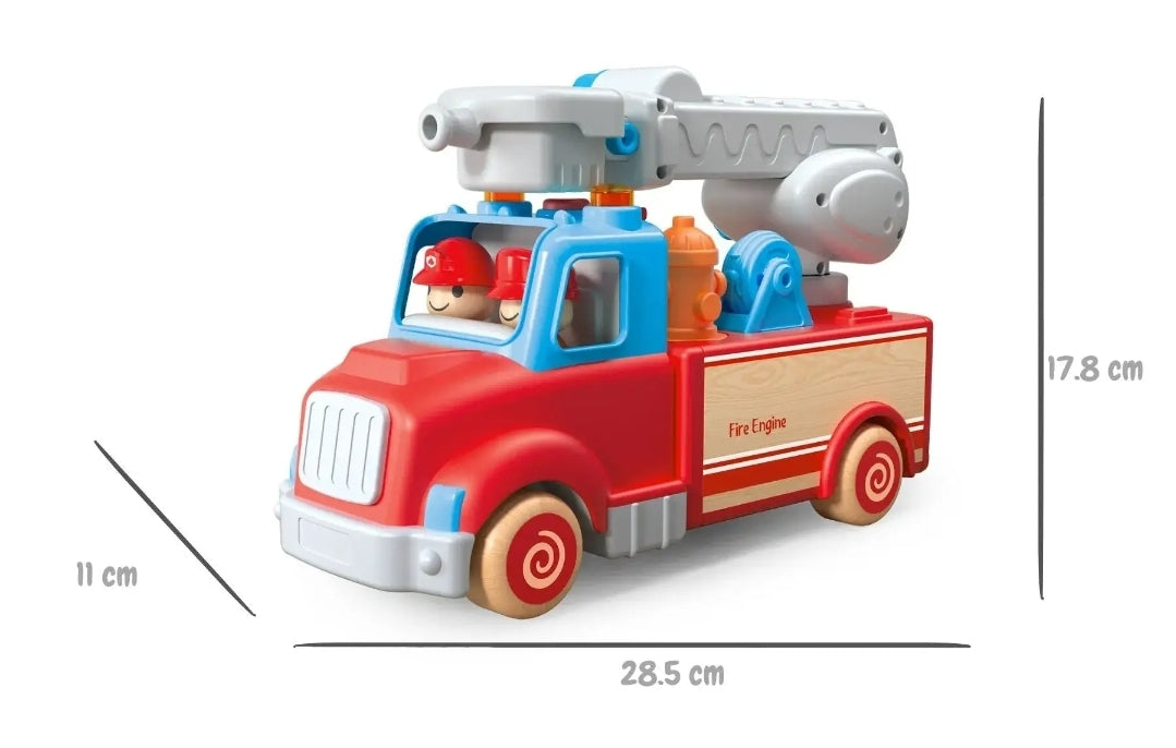 Wanborns - Wooden Fire Engine With Sound & Lights