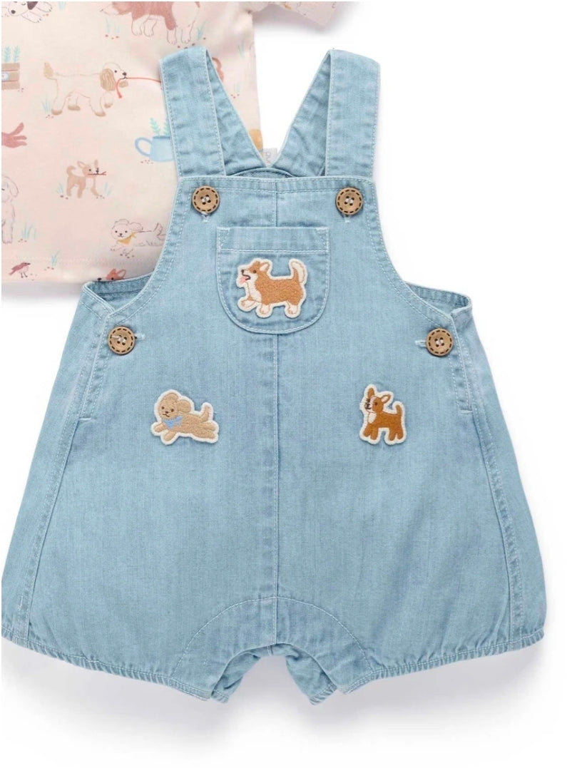 Purebaby - Denim Overall Set - Faded Denim
