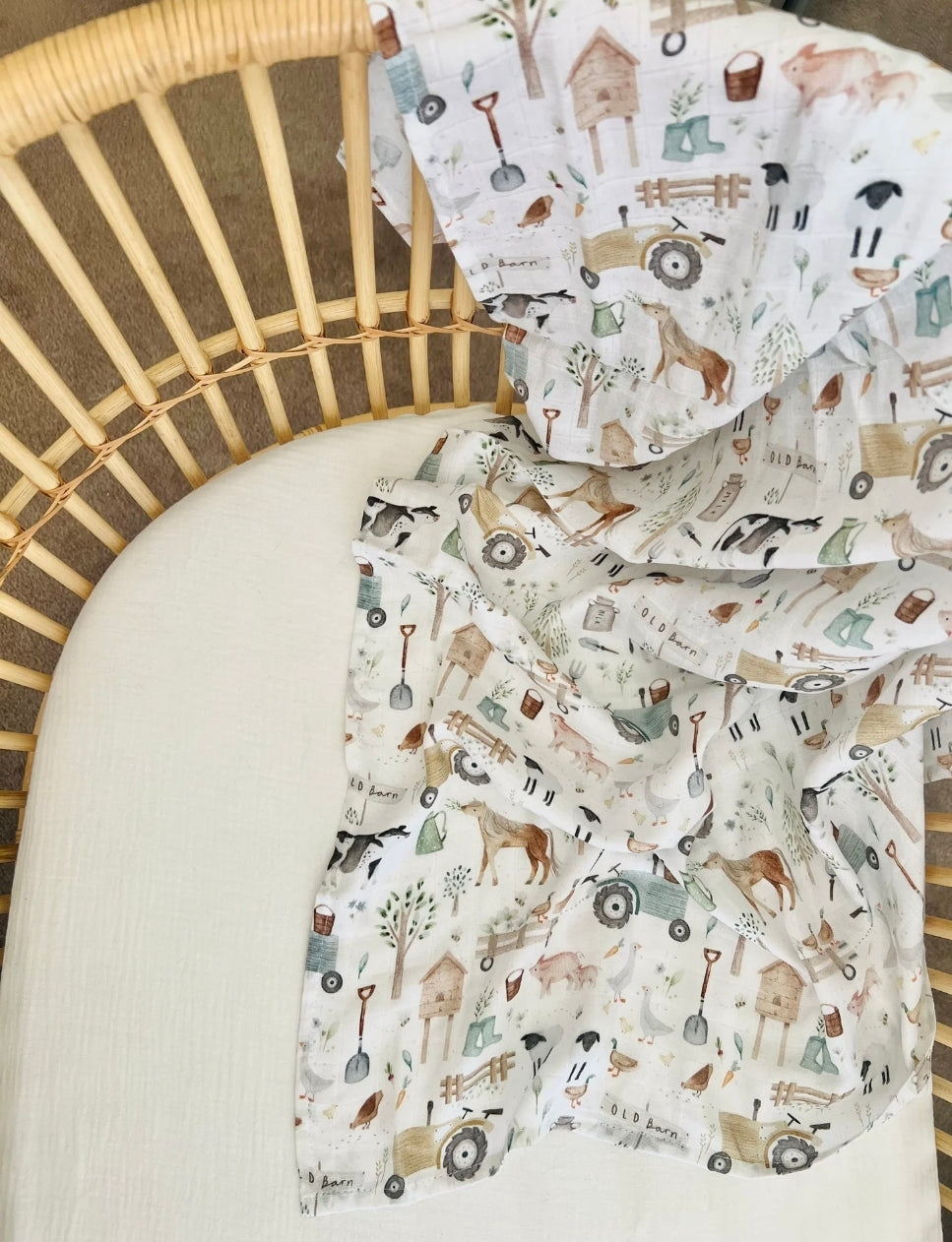 Mini & Me - Bamboo Muslin Wrap - Farm Life