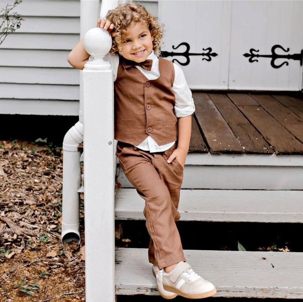 Designer Kidz - Finley Linen Pants - Chocolate