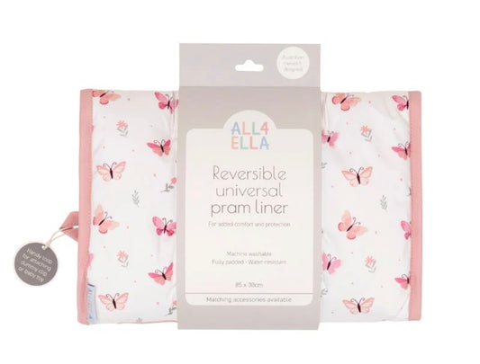 All4Ella - Reversible Universal Pram Liner - Sweet Butterfly
