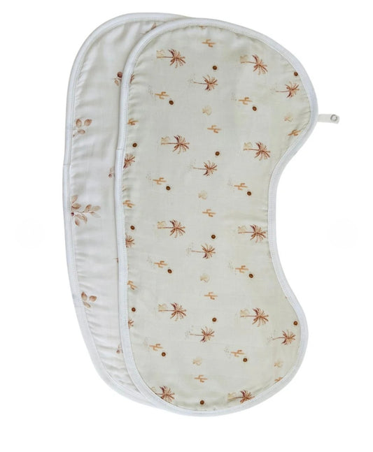 Mini & Me - Burp Bib - Desert Palms/Nude Gingham