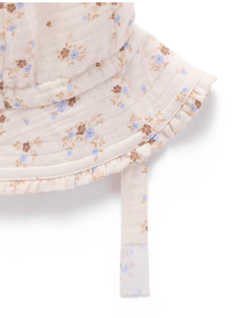 Purebaby - Ruffle Sunhat - Garden Ditsy Print