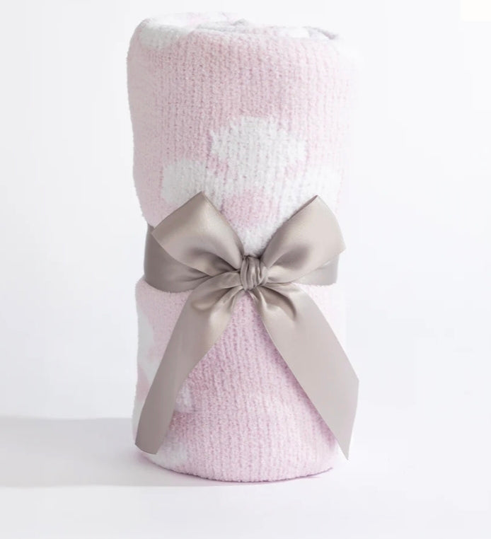 Chenille Blanket - Purple Flowers