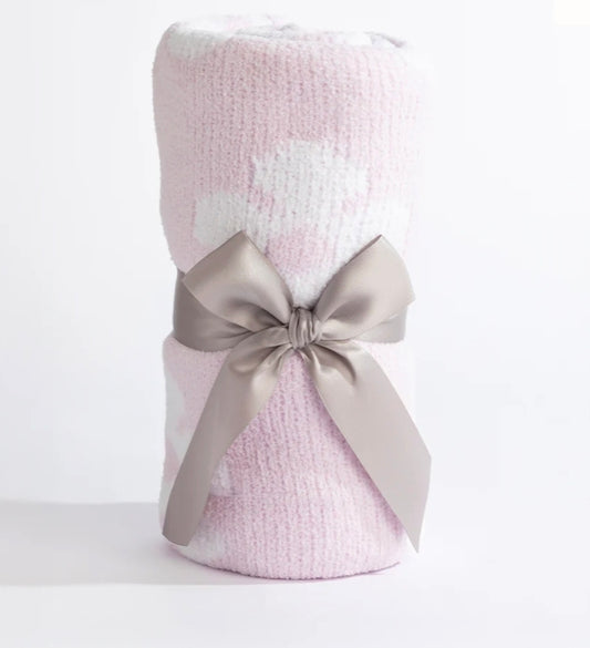 Chenille Blanket - Purple Flowers