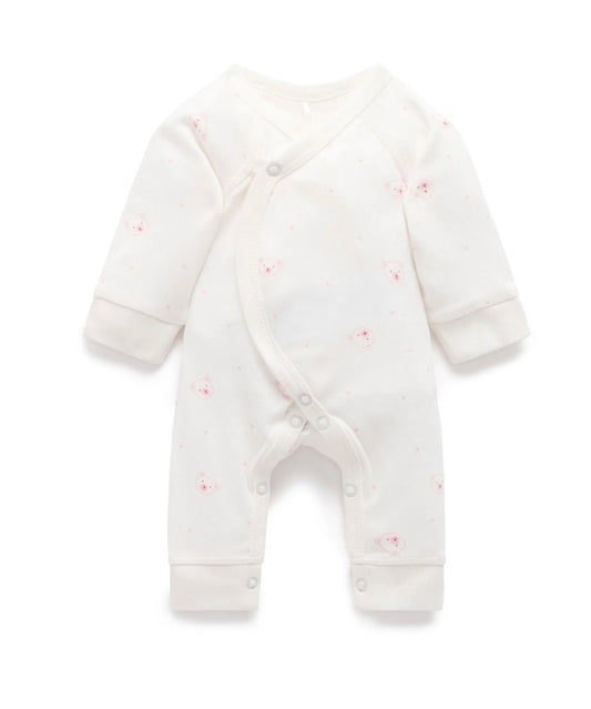 Purebaby - Premi Crossover LS Growsuit - Pale Pink Bear