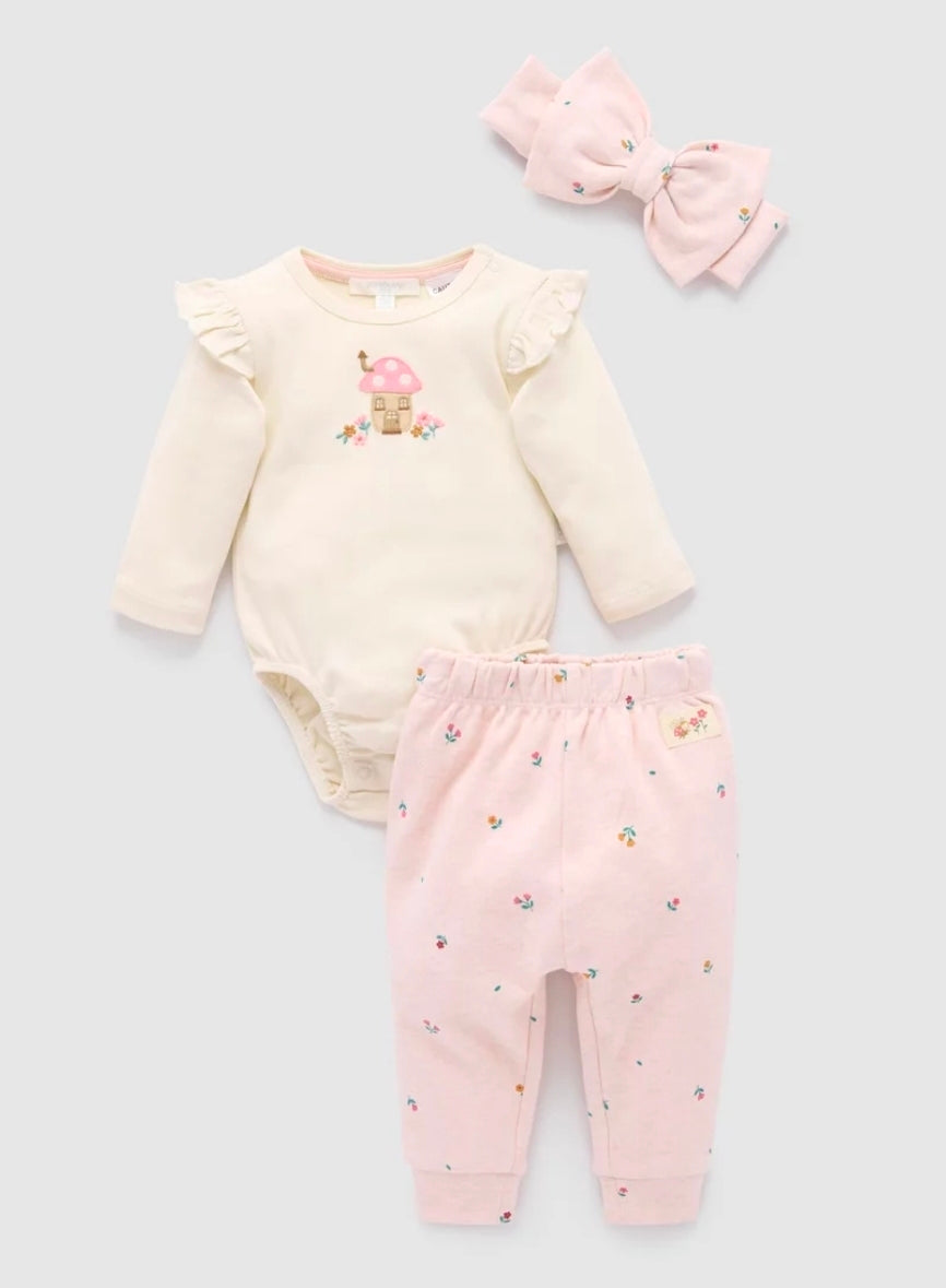 Purebaby 3 Piece Gift Set - Sweet Pea Print