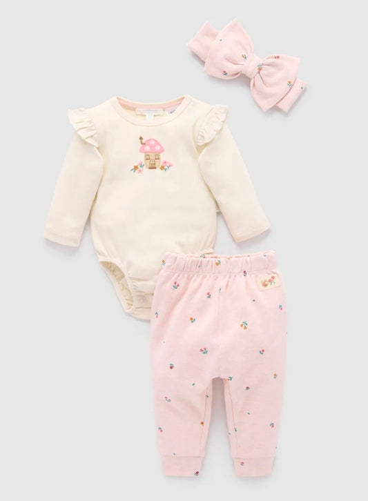 Purebaby 3 Piece Gift Set - Sweet Pea Print