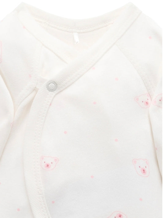 Purebaby - Premi Crossover LS Growsuit - Pale Pink Bear