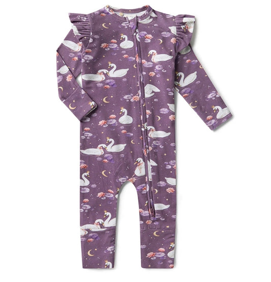 Snuggle Hunny - Convertible Romper With Frill - Midnight Swan