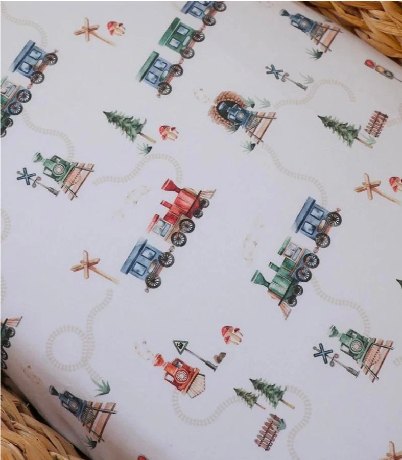 Snuggle Hunny - Bassinet Sheet/Change Table - Train
