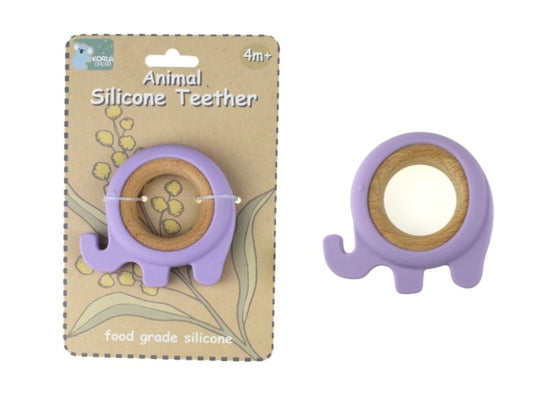 Koala Dream Silicone and Timber -  Elephant Teether Purple