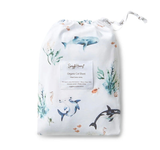 Snuggle Hunny Kids - Organic Fitted Cot Sheet - Ocean