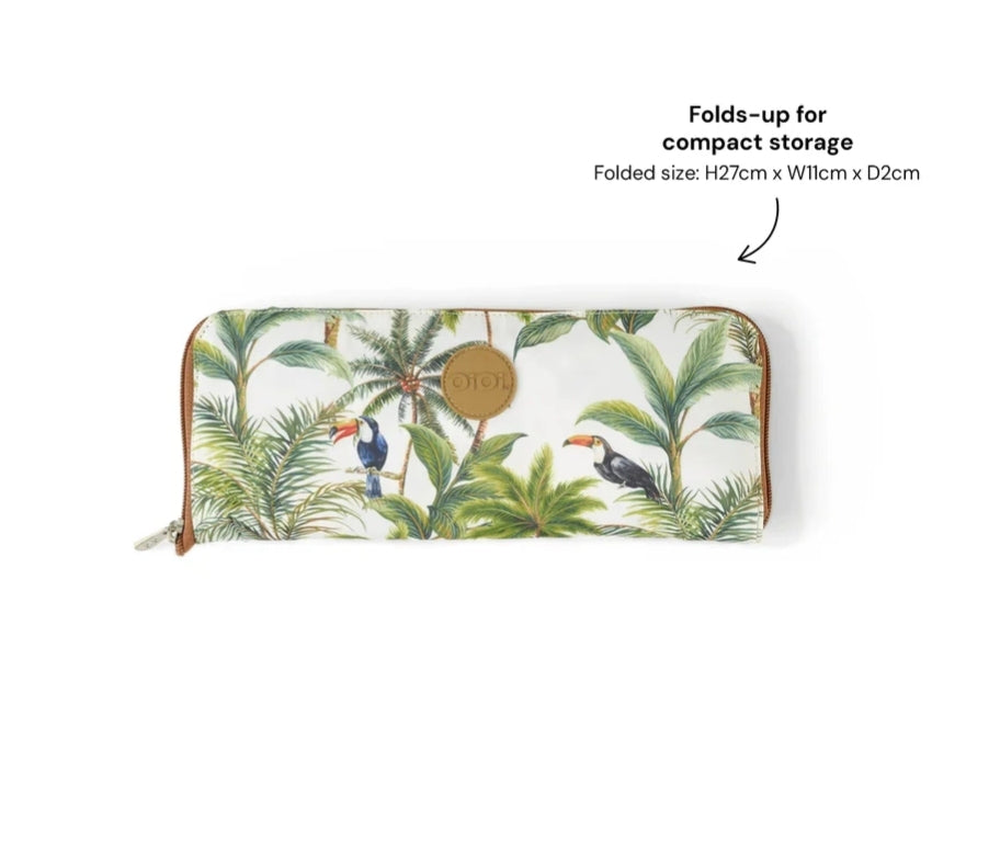 OiOi Fold Up Tote - White Tropical