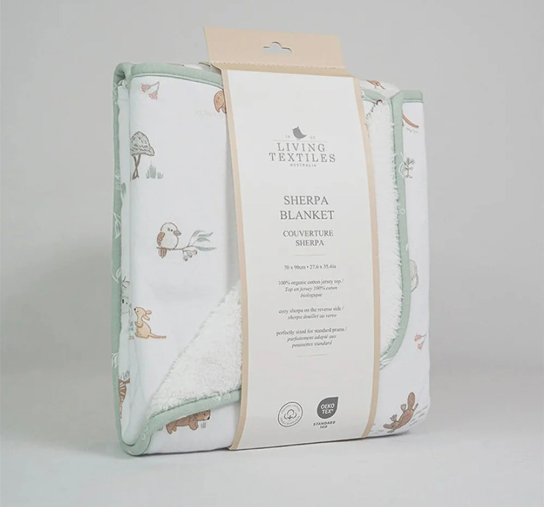 Living Textiles - Organic Sherpa Pram Blanket - Australiana