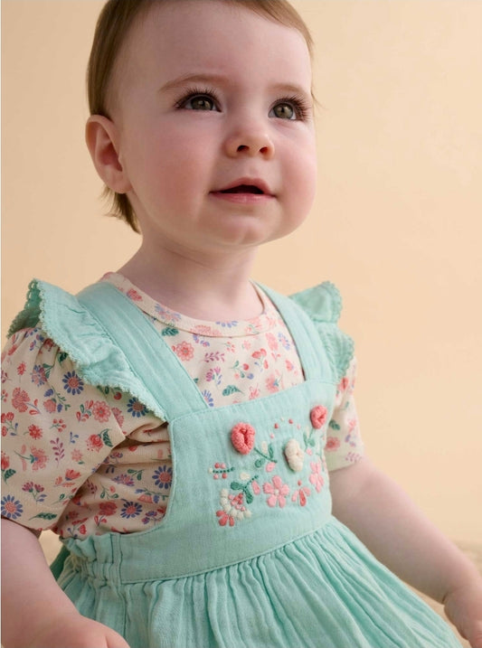 Purebaby - Embroidered Overall Set - Aloe