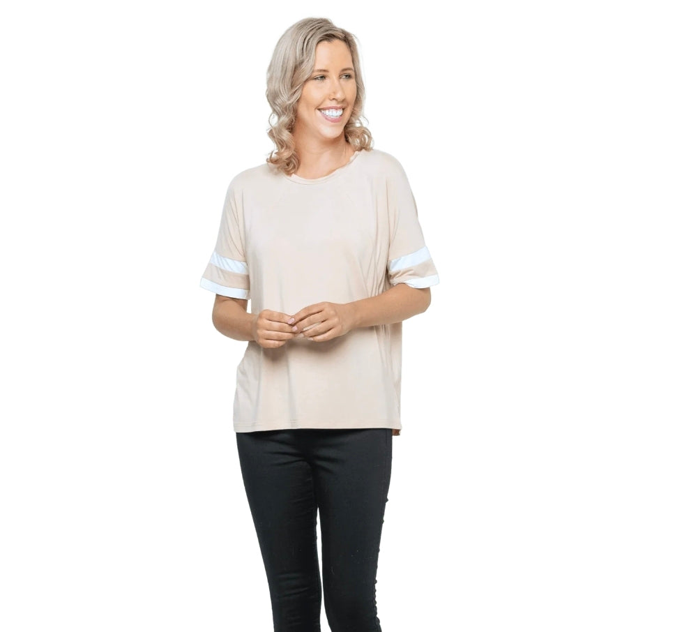 Mama Clothing - Cameron Relaxed Breastfeeding Tee - Sand