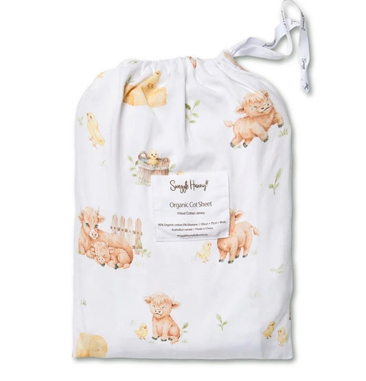 Snuggle Hunny Kids - Organic Fitted Cot Sheet - Highland Cows