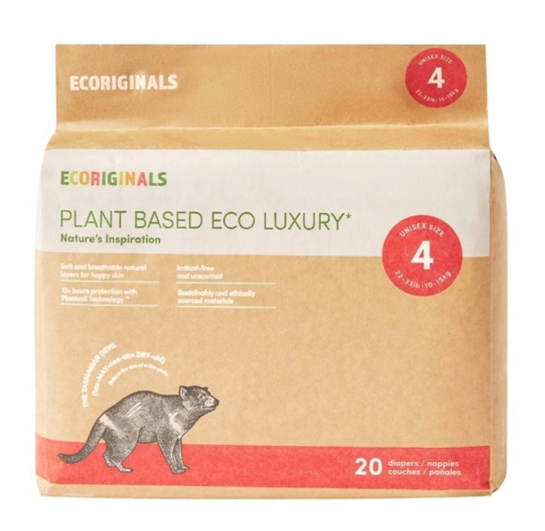 ECORGINALS - Plant Based Eco-Luxury Nappies 20x Unisex Size 4 (10-15kg)