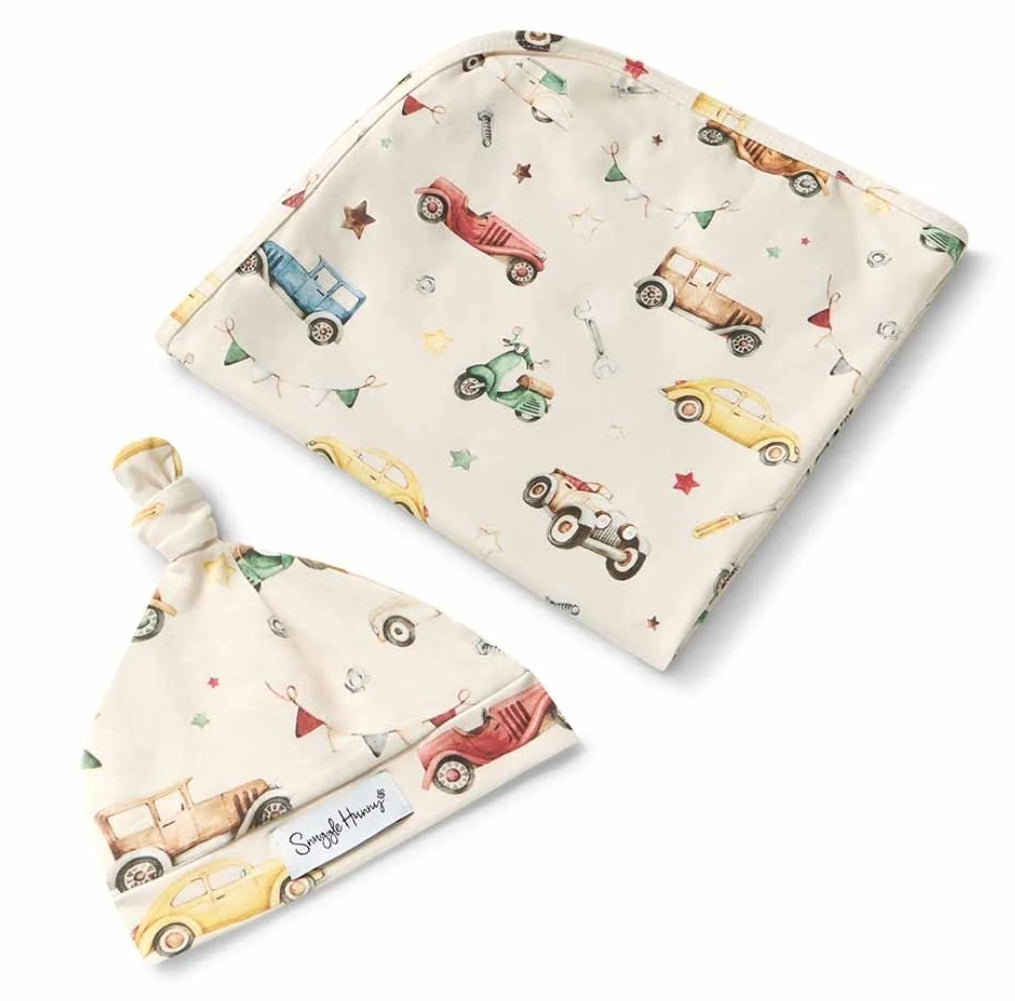 Snuggle Hunny Wrap Set - Vintage Cars