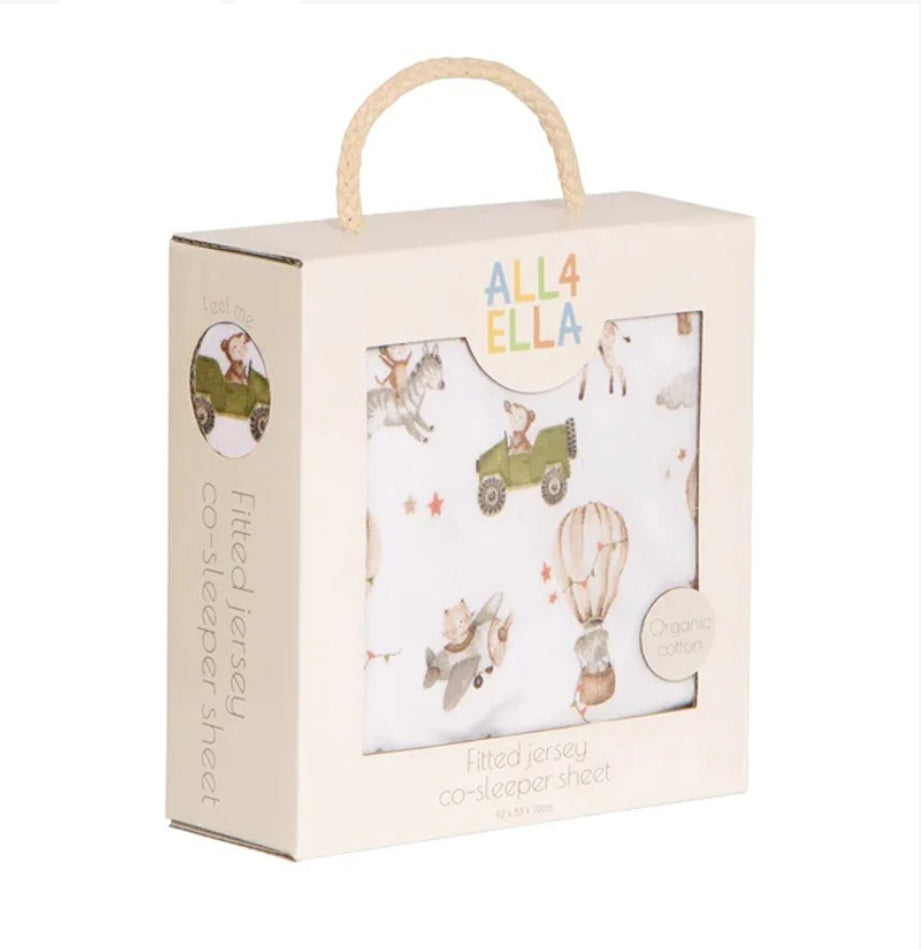 All4Ella - Fitted Jersey CoSleeper Sheet - Monkey Carnival