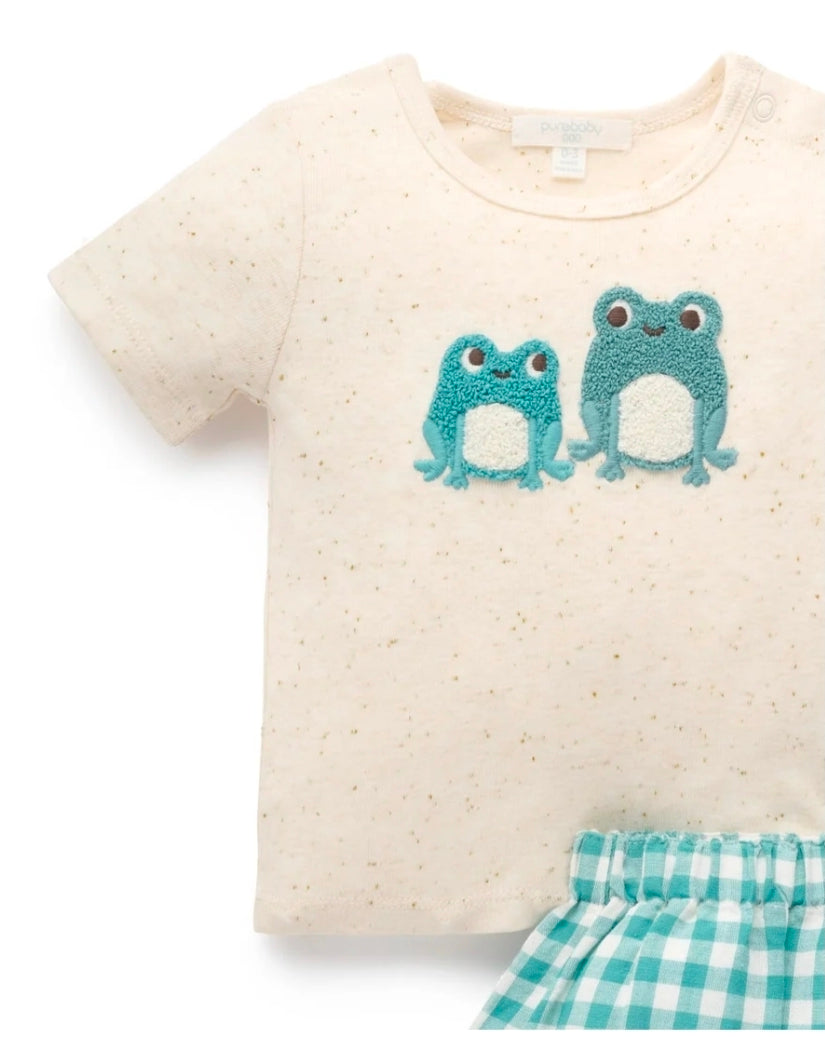 Purebaby - Short and Tee Set - Kingfisher Gingham